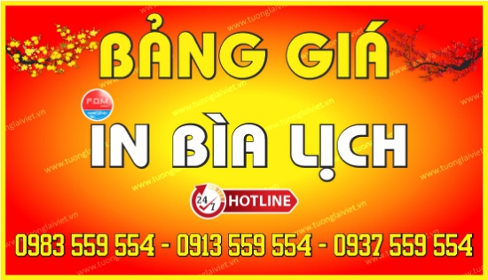 Bảng giá In Bìa lịch gắn bloc