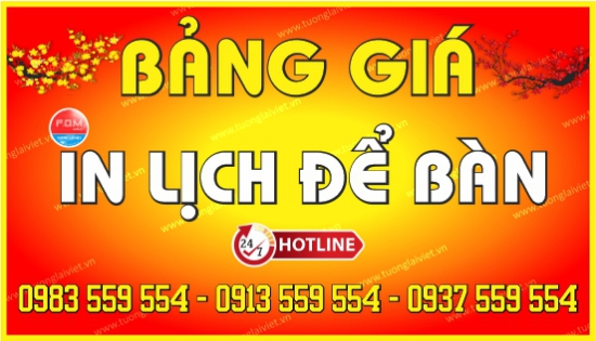 Bảng giá In Lịch Để Bàn 2026