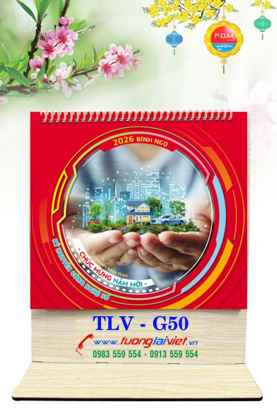 In Lịch để bàn gỗ Công Nghệ Số