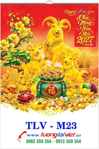 In lịch lò xo 7 tờ Phong Thủy Tài lộc