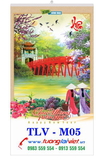 In lịch nẹp thiếc 7 tờ Tranh lụa việt nam