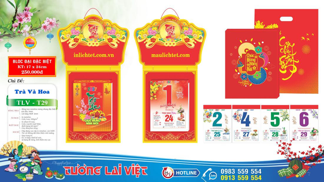 Lịch bloc 17x24 Xuân Tài Lộc