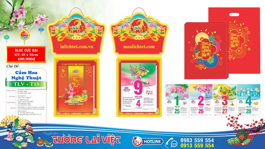 Lịch bloc 25x35 Hoa Nghệ Thuật