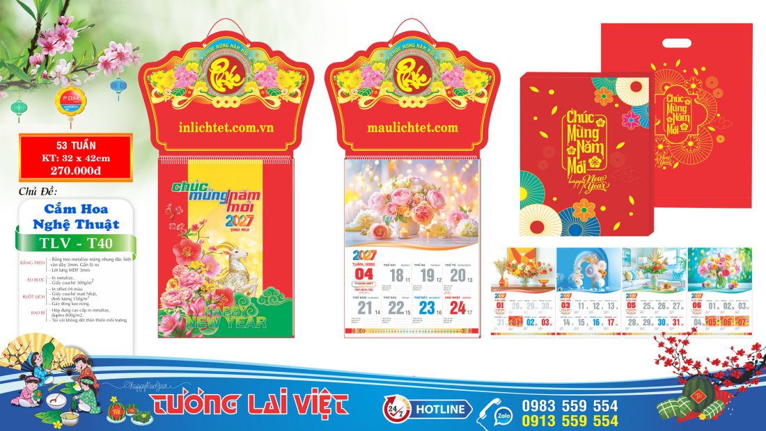 Lịch bloc 52 tuần Cắm Hoa Nghệ Thuật