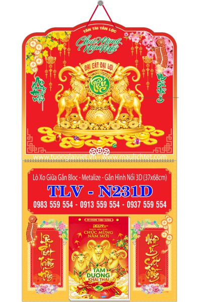 Lịch bloc lò xo giữa dán nổi Con Giáp Tài Lộc