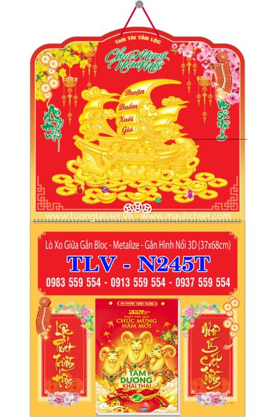Lịch bloc lò xo giữa dán nổi Thuận Buồm Xuôi Gió