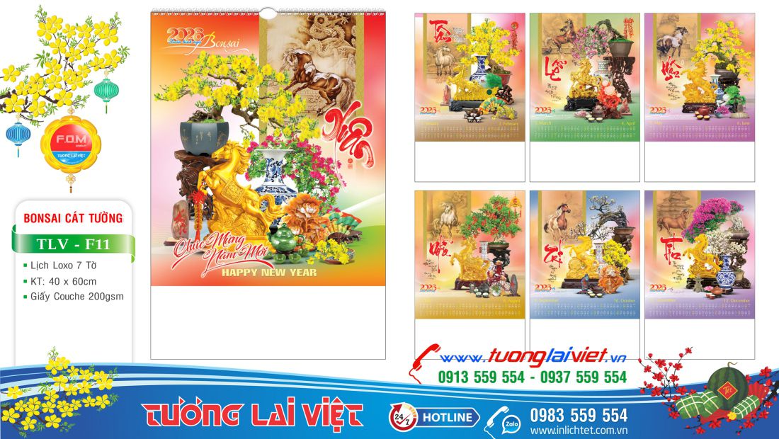 Lịch lò xo 7 tờ Cây cảnh