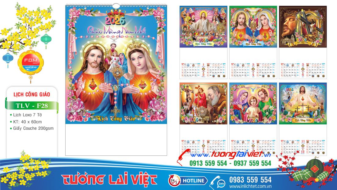 Lịch lò xo 7 tờ Lịch công giáo