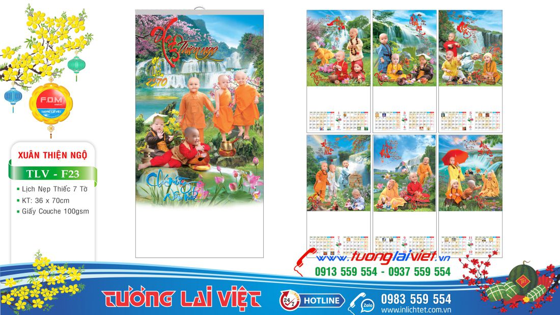Lịch nẹp thiếc 7 tờ Xuân an lạc