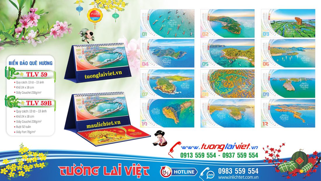 Mẫu lịch để bàn Biển đảo quê hương