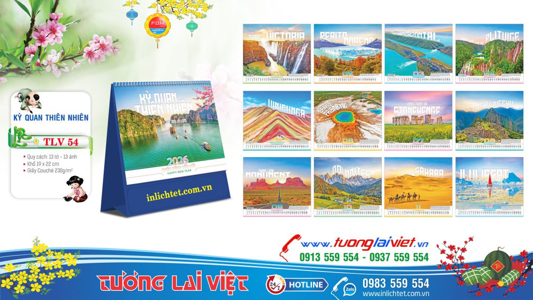 Mẫu lịch để bàn Cảnh đẹp thế giới