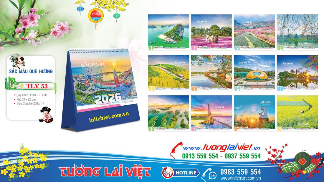 Mẫu lịch để bàn Cảnh đẹp việt nam