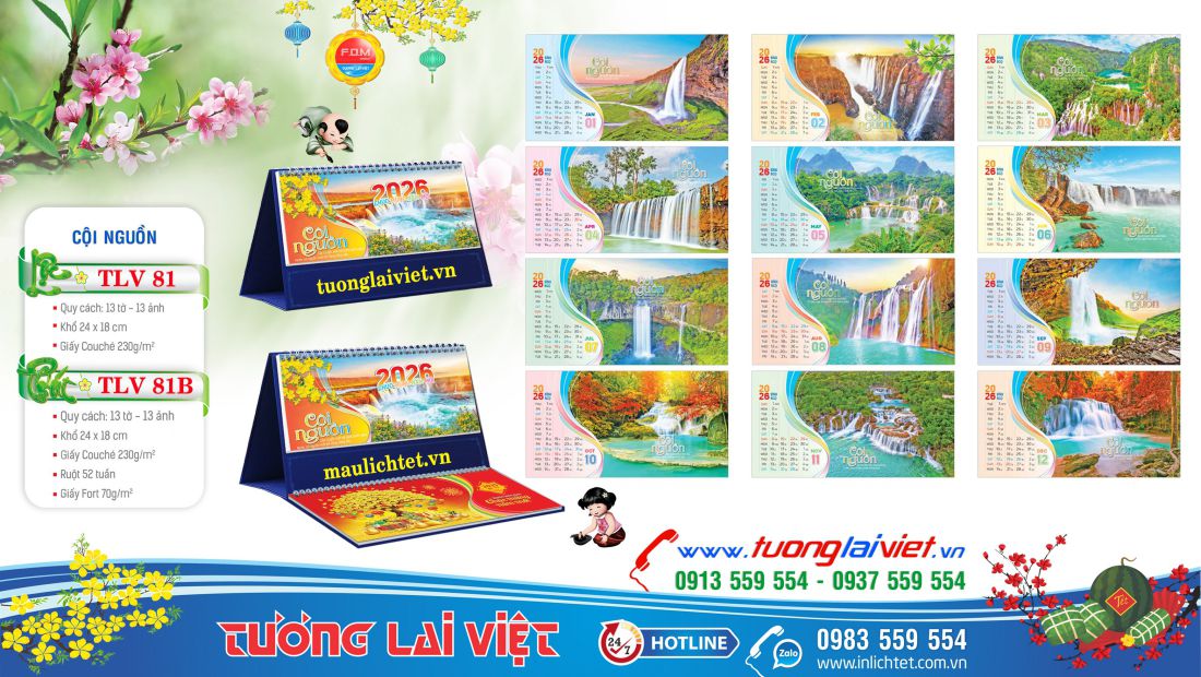 Mẫu lịch để bàn Cội Nguồn