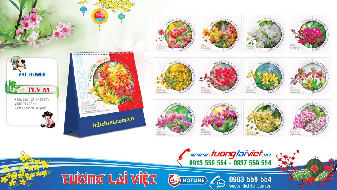 Mẫu lịch để bàn Nghệ thuật cắm hoa