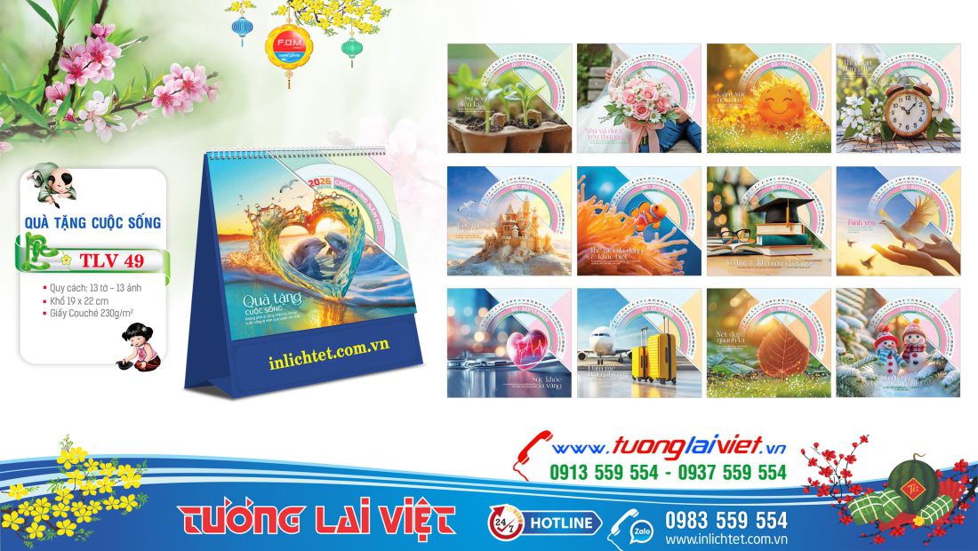 Mẫu lịch để bàn Quà tặng cuộc sống