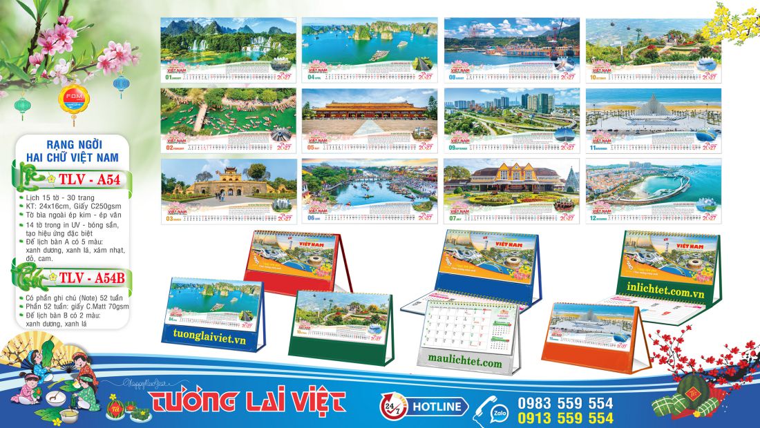 Mẫu lịch để bàn Rạng Ngời Việt Nam