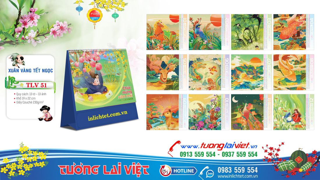 Mẫu lịch để bàn Tết an khang