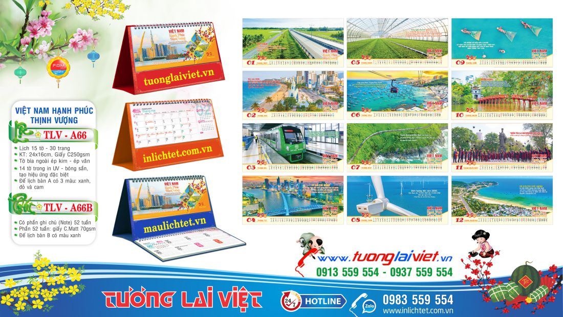 Mẫu lịch để bàn Thế giới màu xanh