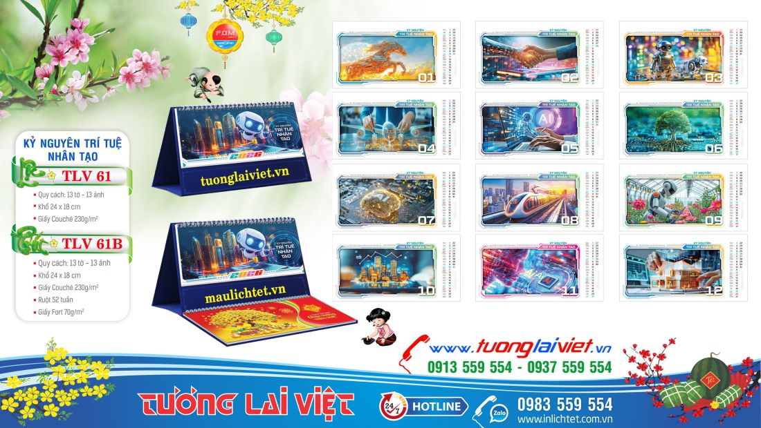 Mẫu lịch để bàn Trí tuệ nhân tạo