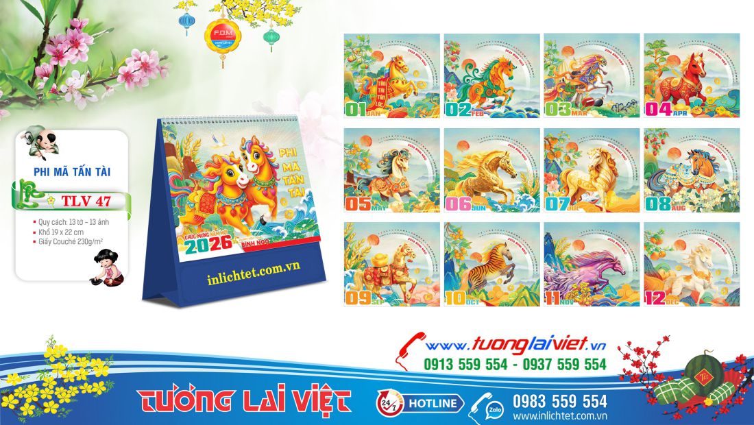 Mẫu lịch để bàn Xuân phát tài