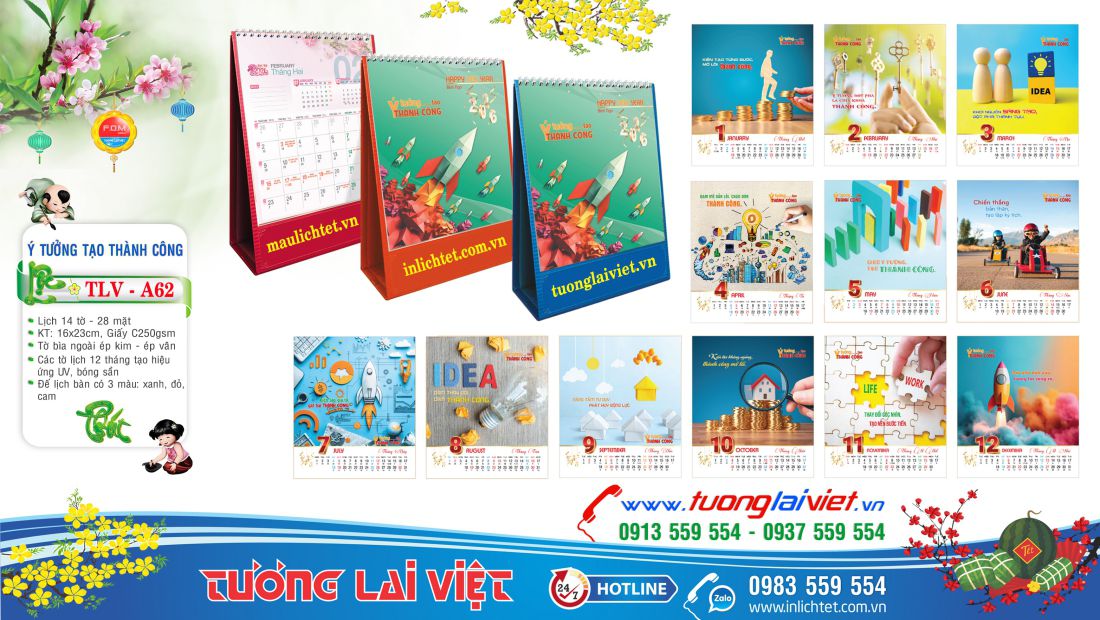 Mẫu lịch để bàn Ý tưởng tạo thành công