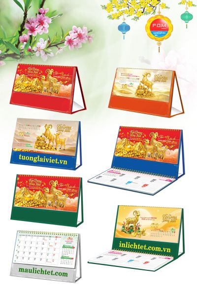 Mẫu lịch tết để bàn Khai Xuân Đại Cát