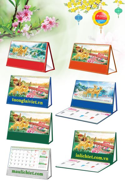 Mẫu lịch tết để bàn Khai Xuân Khởi Lộc