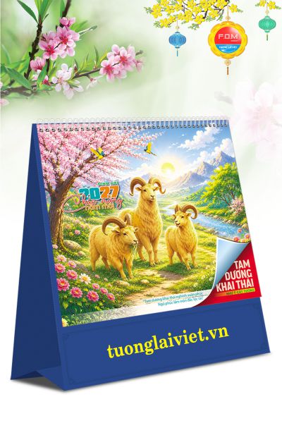 Mẫu lịch tết để bàn Lộc Khai Xuân