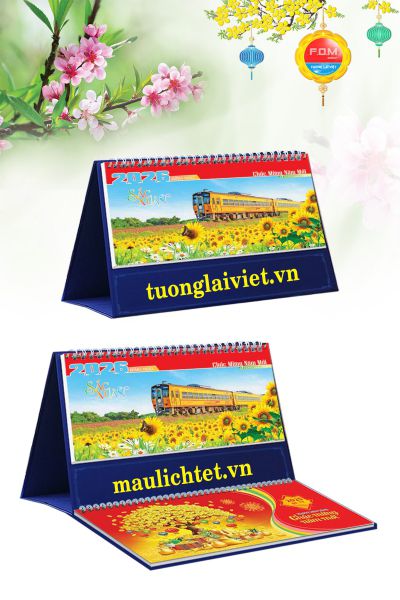Mẫu lịch tết để bàn Sắc Xuân