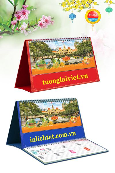 Mẫu lịch tết để bàn Tinh hoa việt nam