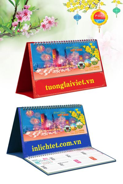 Mẫu lịch tết để bàn Vinh quang việt nam